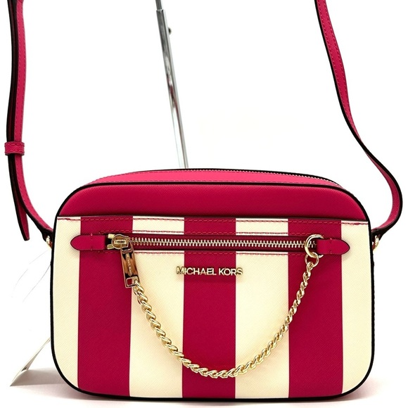 Michael Kors Large EW Zip Chain Xbody Crossbody Bag Electric Pink Multi - Picture 3 of 10